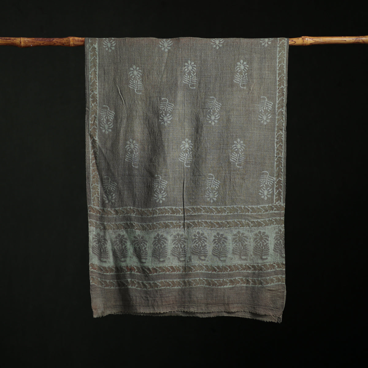 Pure Merino Wool Hand Block Akola Print Stole 26