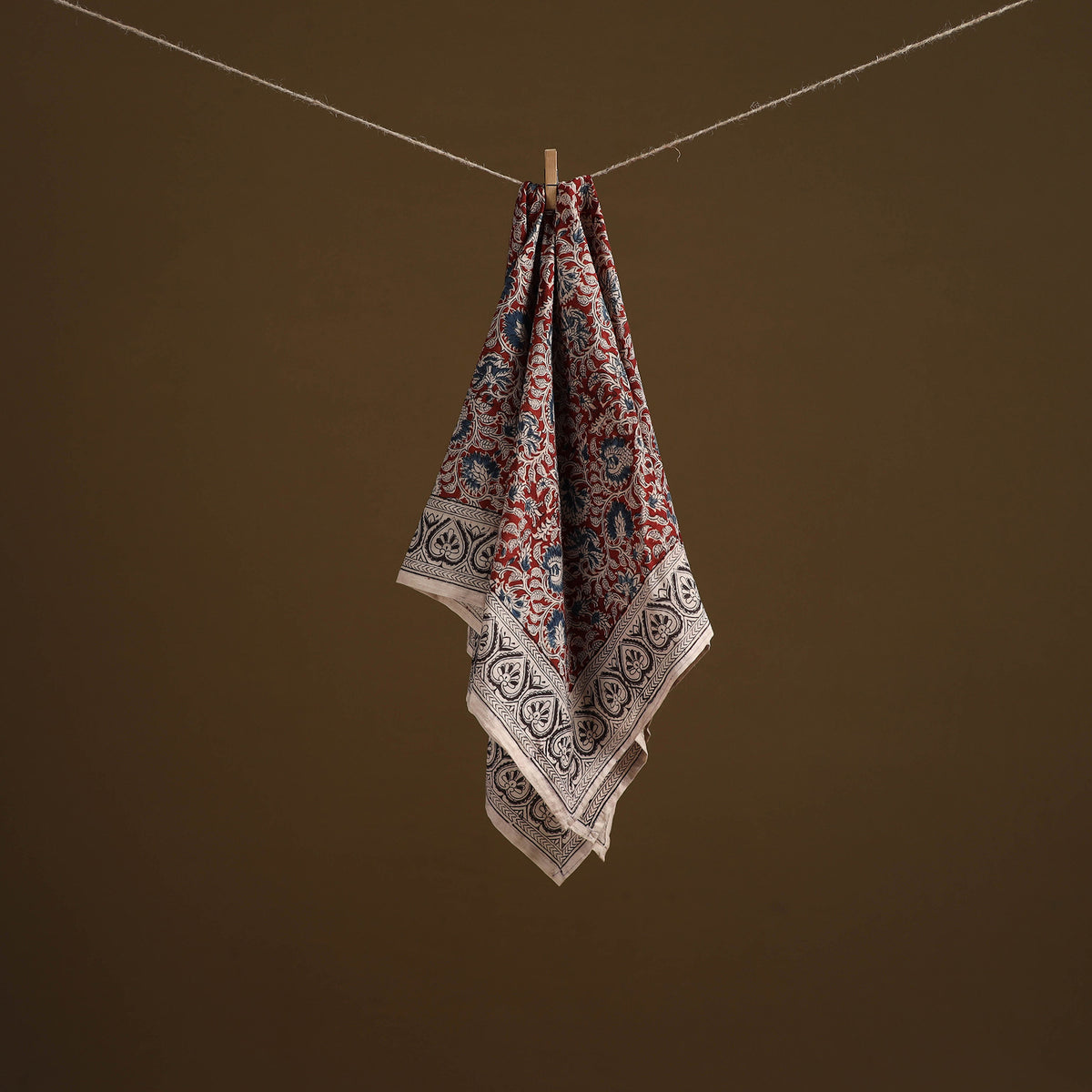 Pedana Hand Block Print Natural Dyed Cotton Kalamkari Scarf 45