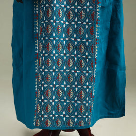 Blue - Bengal Kantha Hand Embroidery Cotton Long Kaftan 54