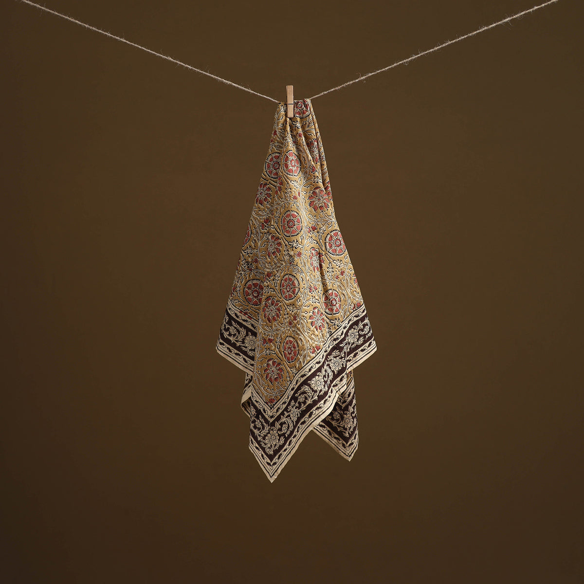 Pedana Hand Block Print Natural Dyed Cotton Kalamkari Scarf 44