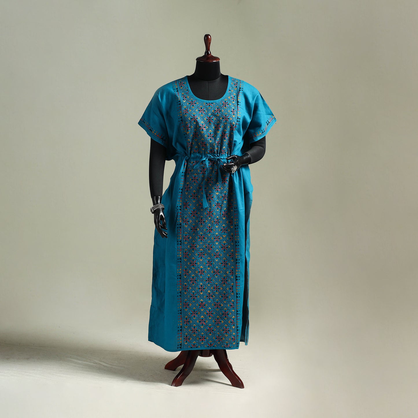 Bengal Kantha Hand Embroidery Cotton Long Kaftan 55