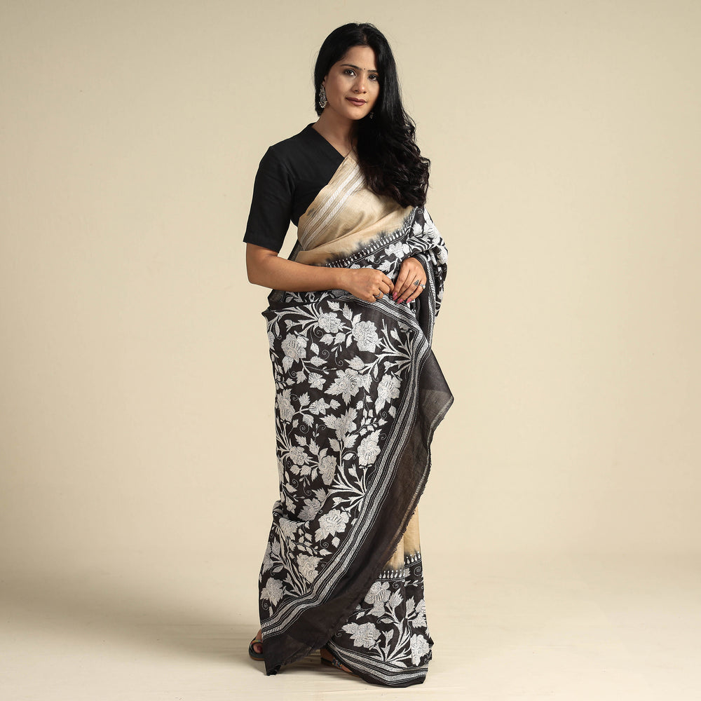 Kantha Embroidery Saree