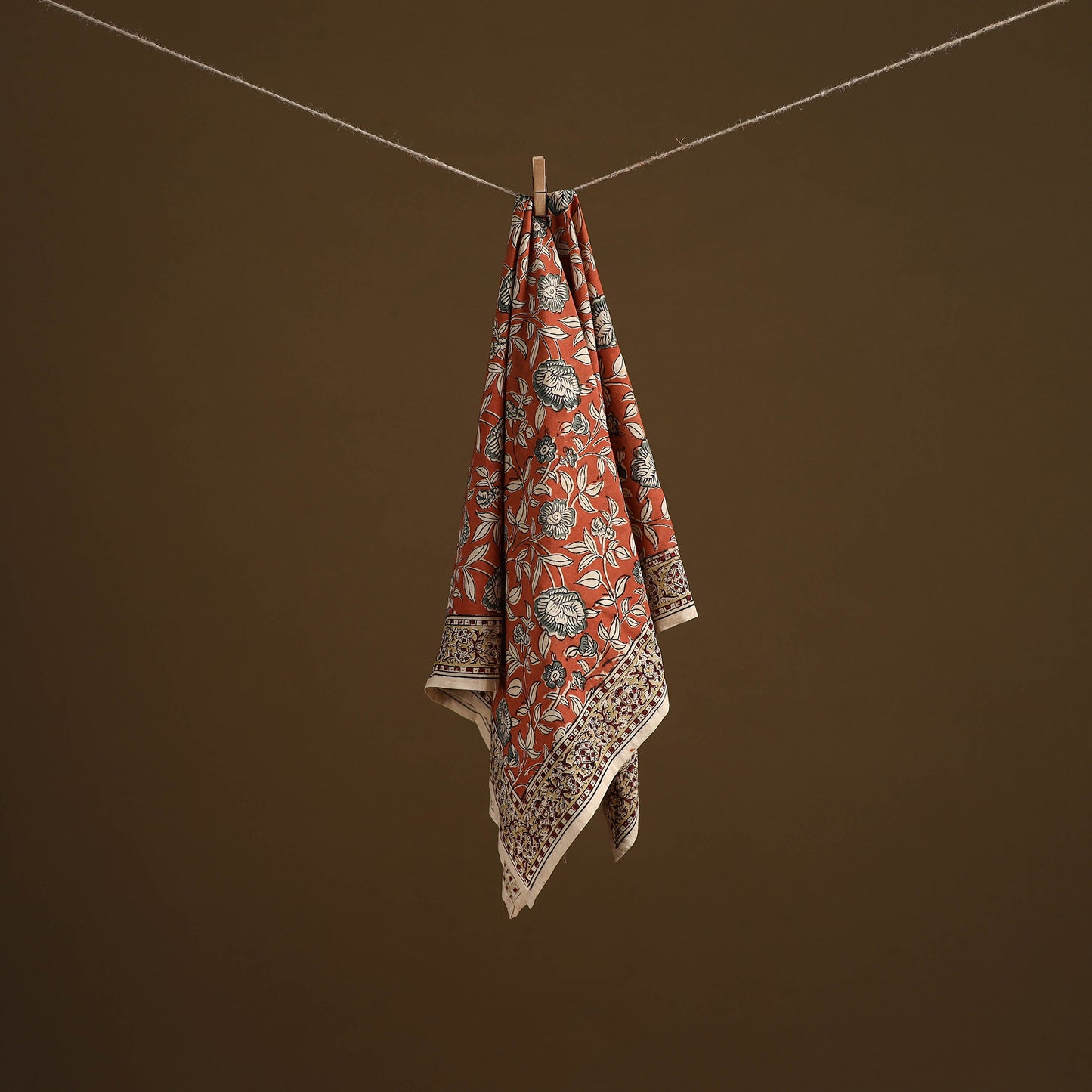 Pedana Hand Block Print Natural Dyed Cotton Kalamkari Scarf 43