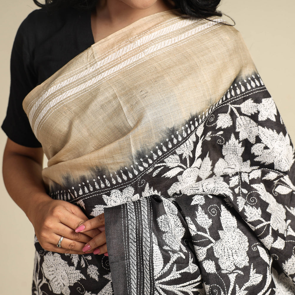 Kantha Embroidery Saree