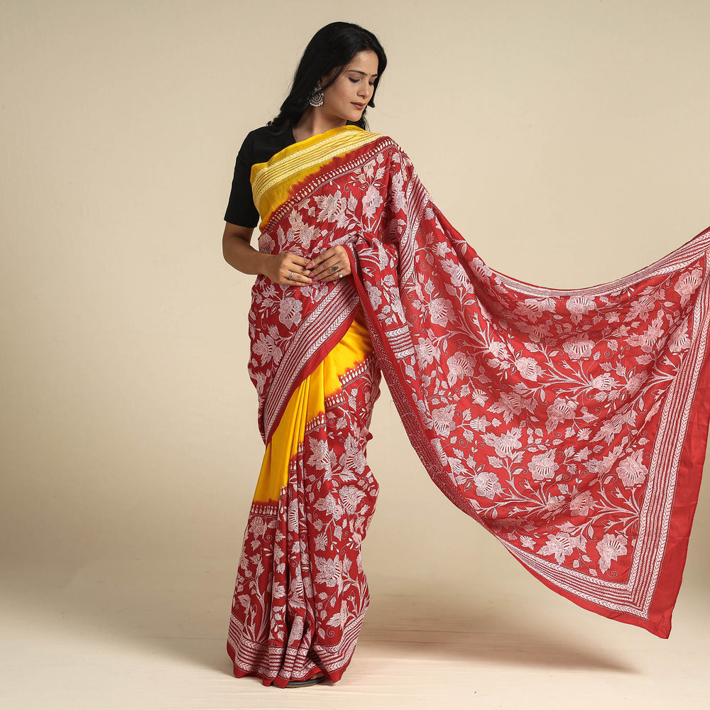 Kantha Embroidery Saree