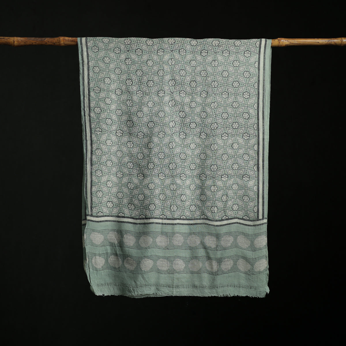 Pure Merino Wool Hand Block Akola Print Stole 33