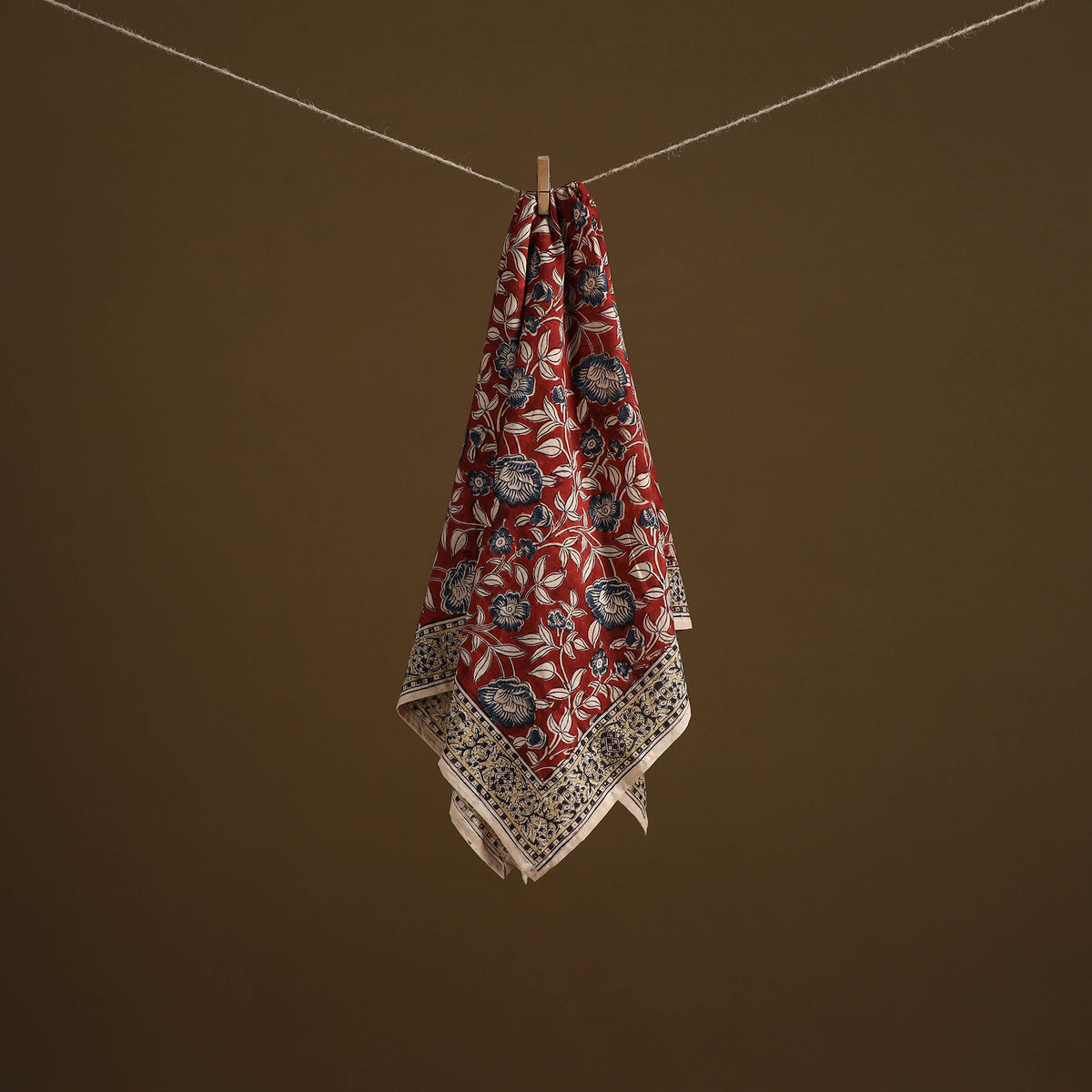 Pedana Hand Block Print Natural Dyed Cotton Kalamkari Scarf 39
