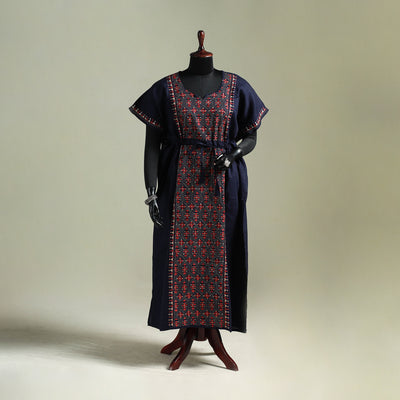 Bengal Kantha Hand Embroidery Cotton Long Kaftan 58