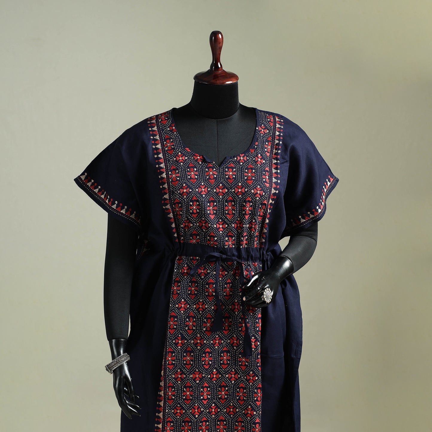 Bengal Kantha Hand Embroidery Cotton Long Kaftan 58