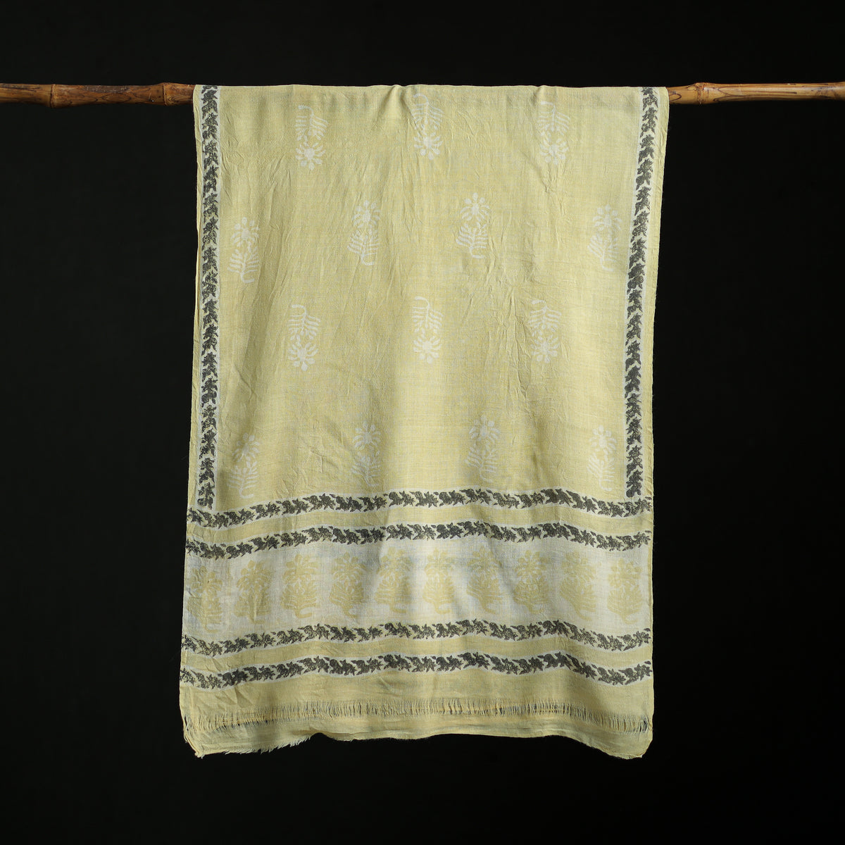 Pure Merino Wool Hand Block Akola Print Stole 40