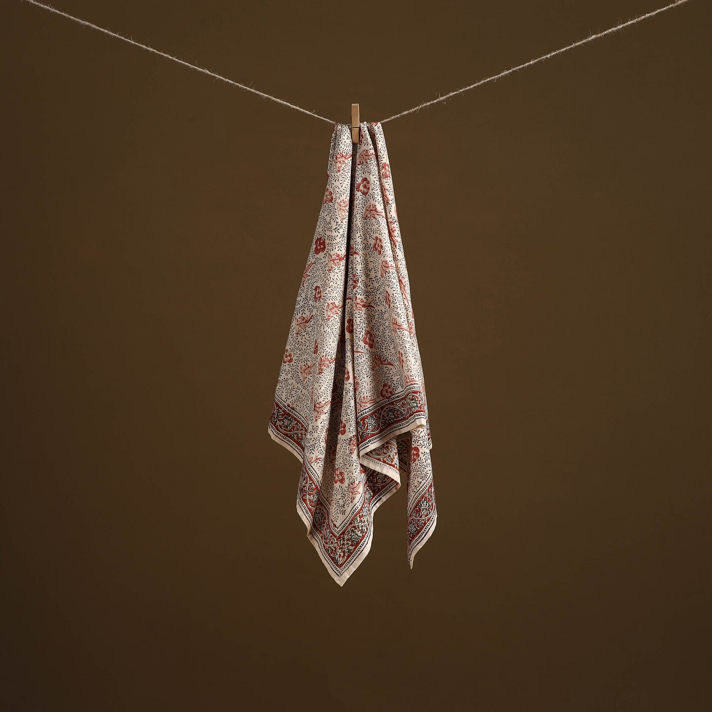 Pedana Hand Block Print Natural Dyed Cotton Kalamkari Scarf 36