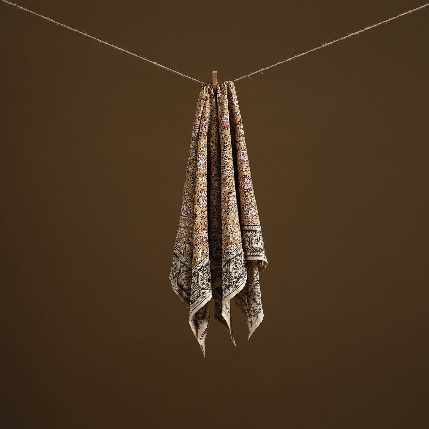Pedana Hand Block Print Natural Dyed Cotton Kalamkari Scarf 35