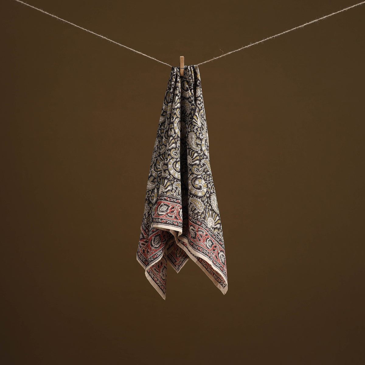 Pedana Hand Block Print Natural Dyed Cotton Kalamkari Scarf 34
