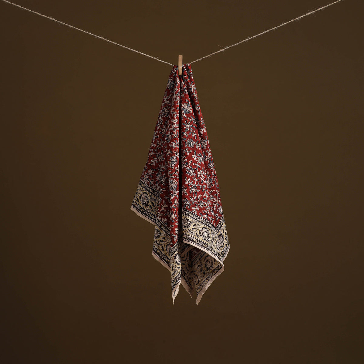 Pedana Hand Block Print Natural Dyed Cotton Kalamkari Scarf 33