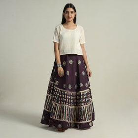 Buy Hand Batik Printed Running Stitch Cotton Long Skirt 08 Online l iTokri.com