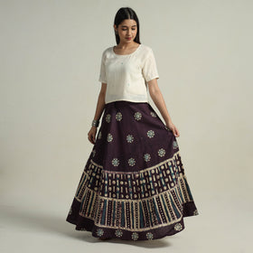 Buy Hand Batik Printed Running Stitch Cotton Long Skirt 08 Online l iTokri.com