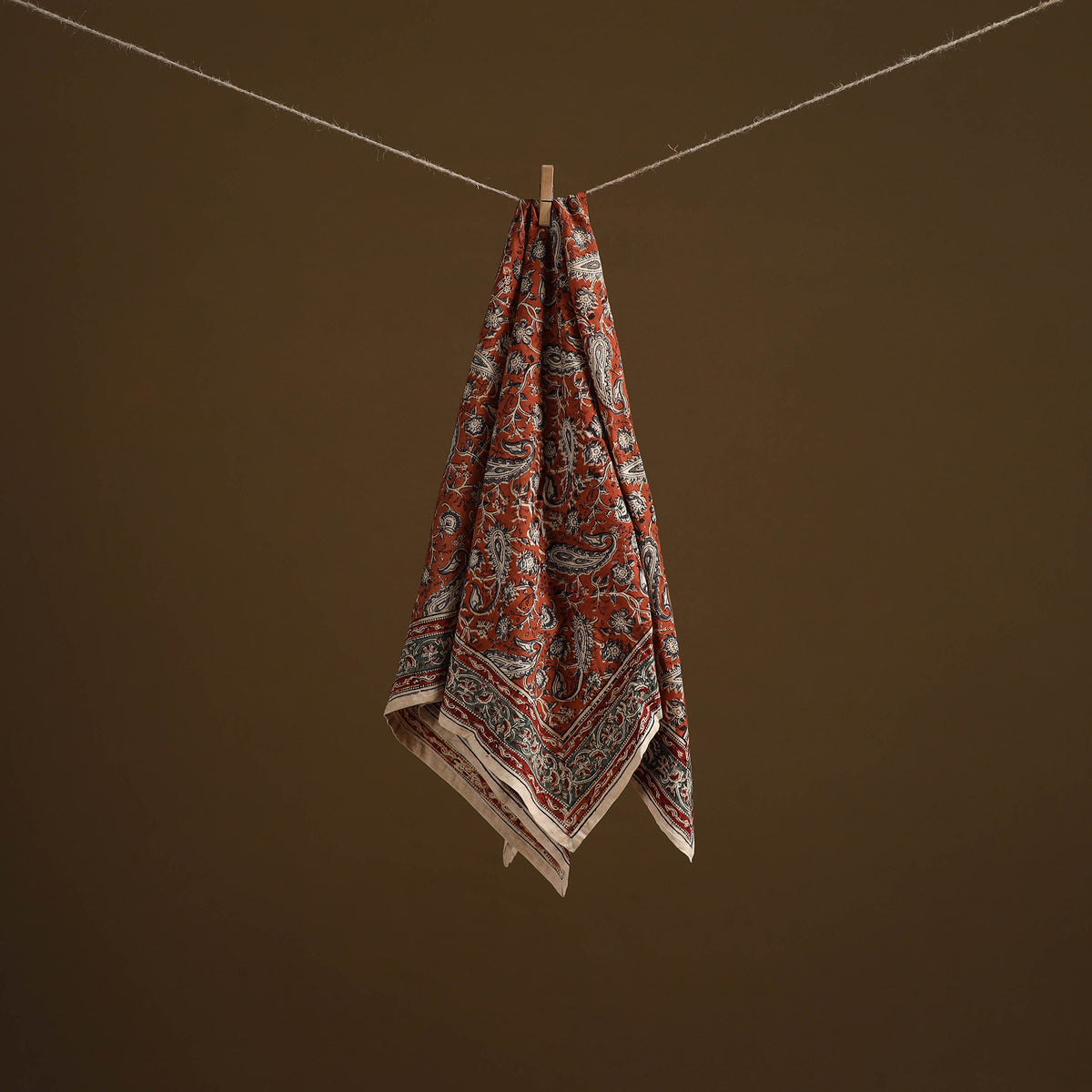 Pedana Hand Block Print Natural Dyed Cotton Kalamkari Scarf 31
