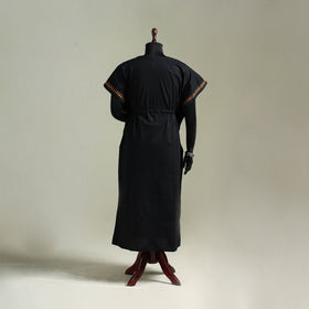 Black - Bengal Kantha Hand Embroidery Cotton Long Kaftan 61