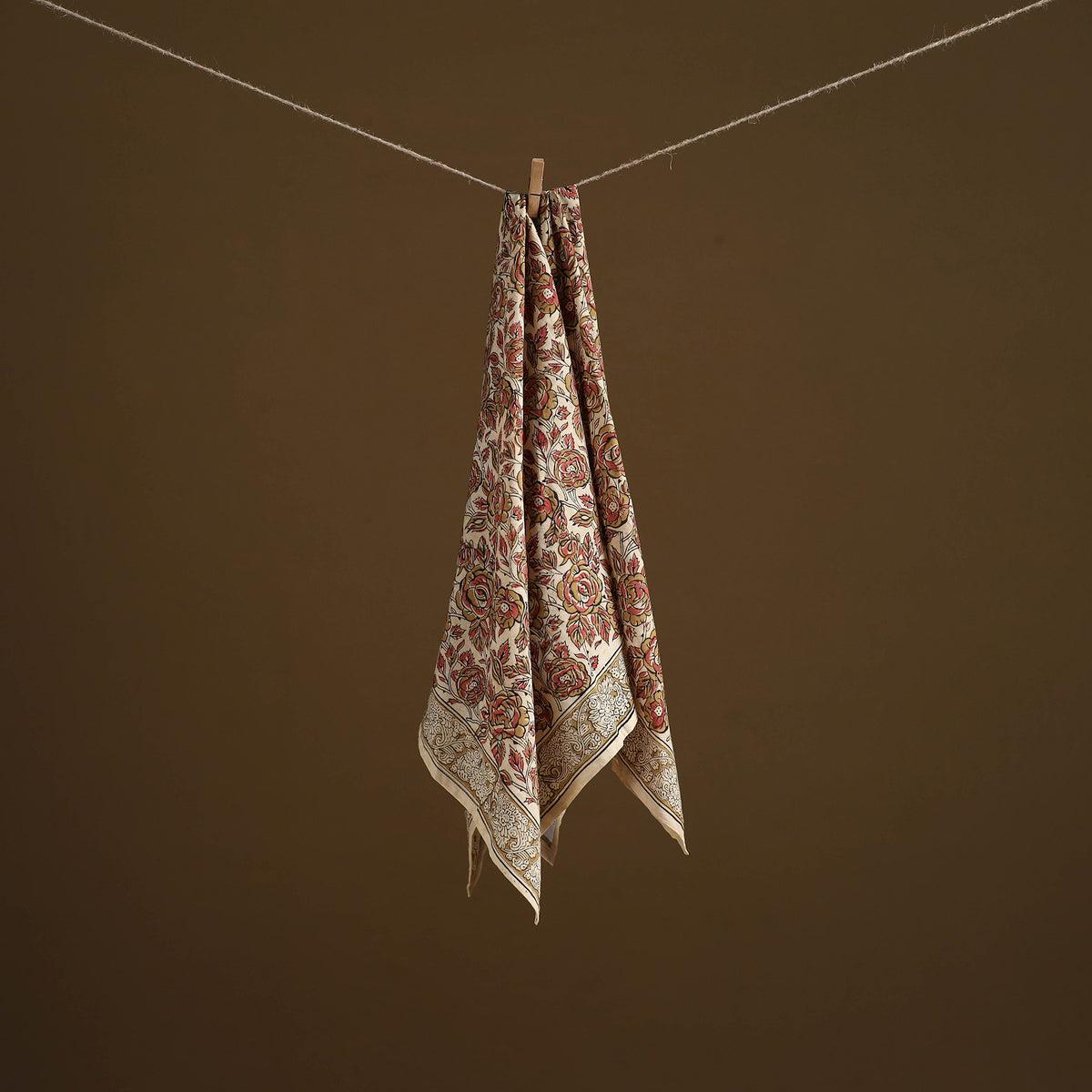 Pedana Hand Block Print Natural Dyed Cotton Kalamkari Scarf 29