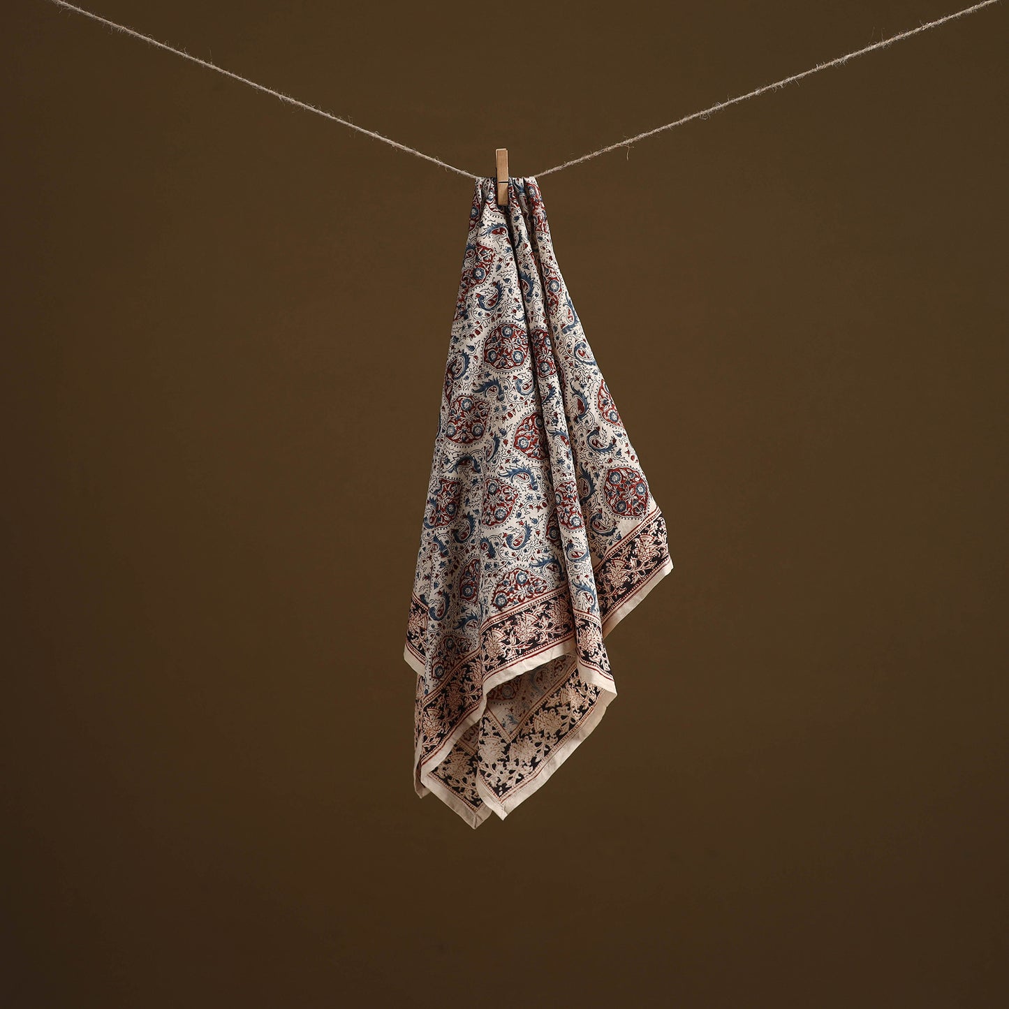 Pedana Hand Block Print Natural Dyed Cotton Kalamkari Scarf 28