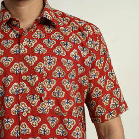   Bagru Block Printed Cotton Men Half Sleeve Shirt 01 