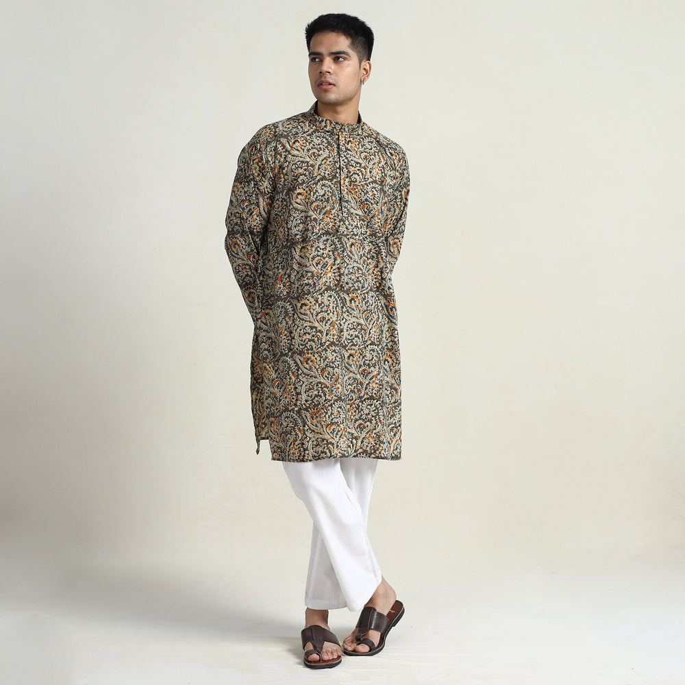 Kalamkari Block Printed Cotton Men Long Kurta 04