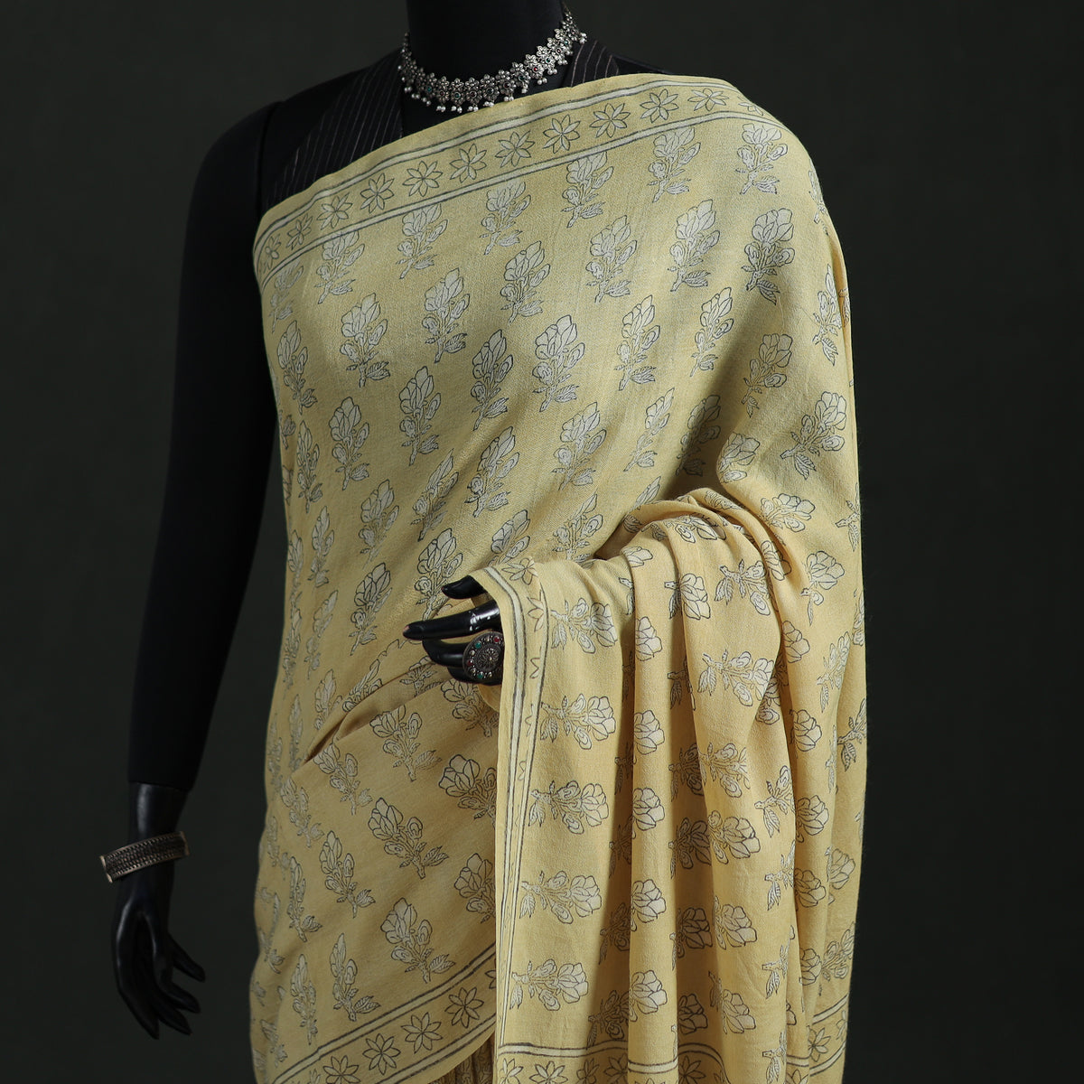 Pure Merino Wool Hand Block Akola Prints Saree 20
