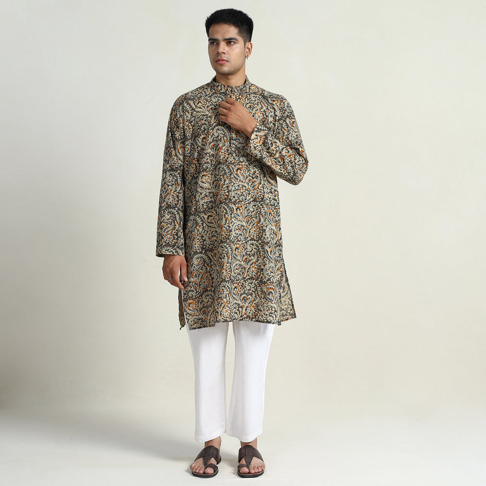 Kalamkari Block Printed Cotton Men Long Kurta 04