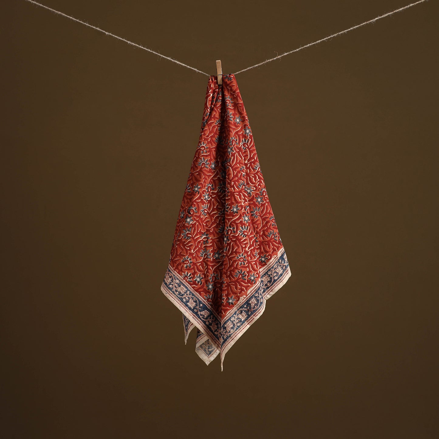 Pedana Hand Block Print Natural Dyed Cotton Kalamkari Scarf 25