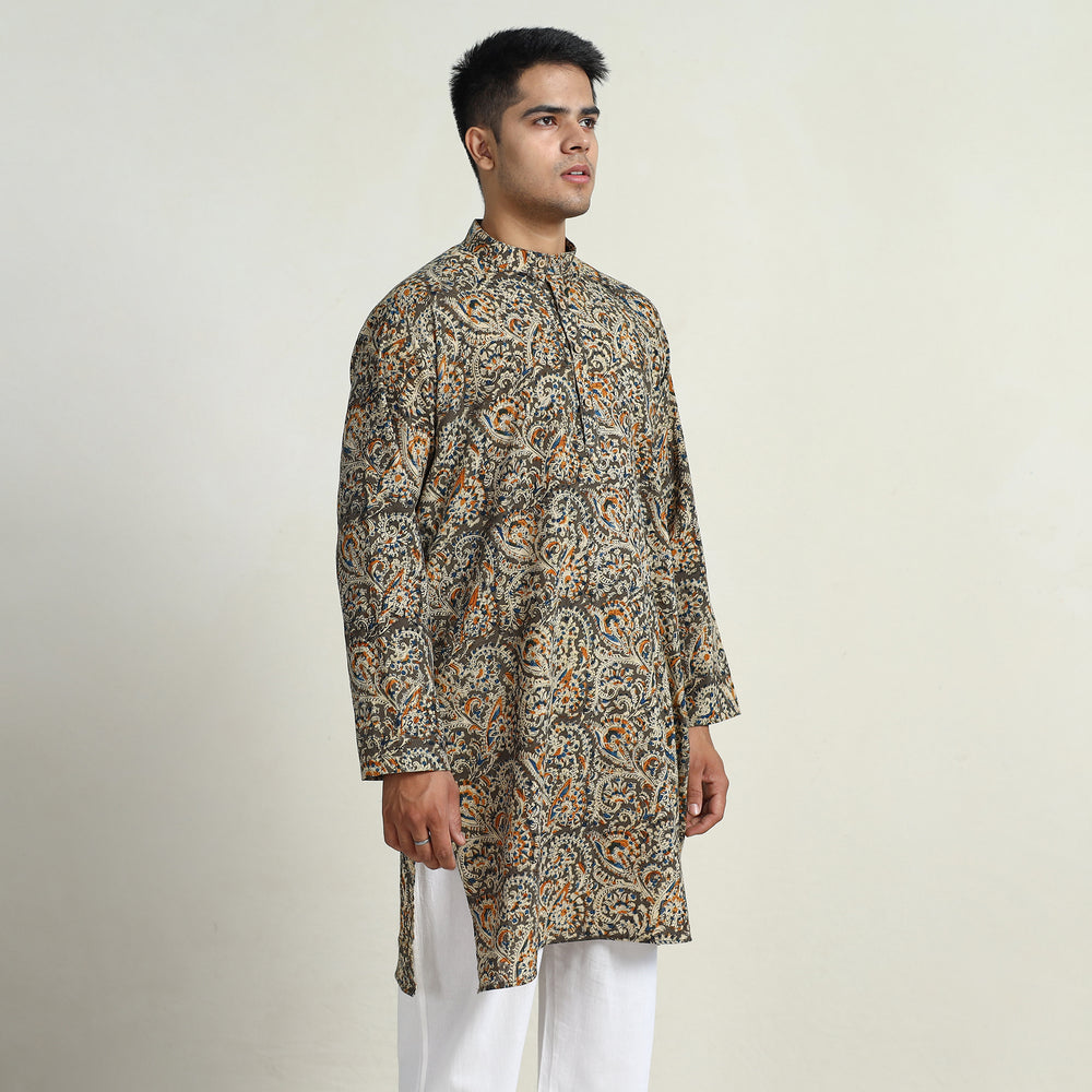 Kalamkari Block Printed Cotton Men Long Kurta 04