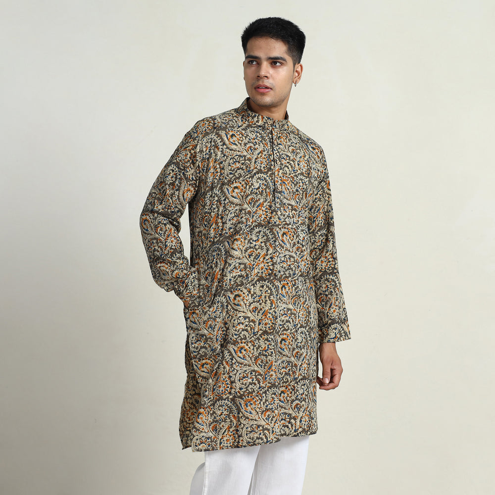 Kalamkari Block Printed Cotton Men Long Kurta 04