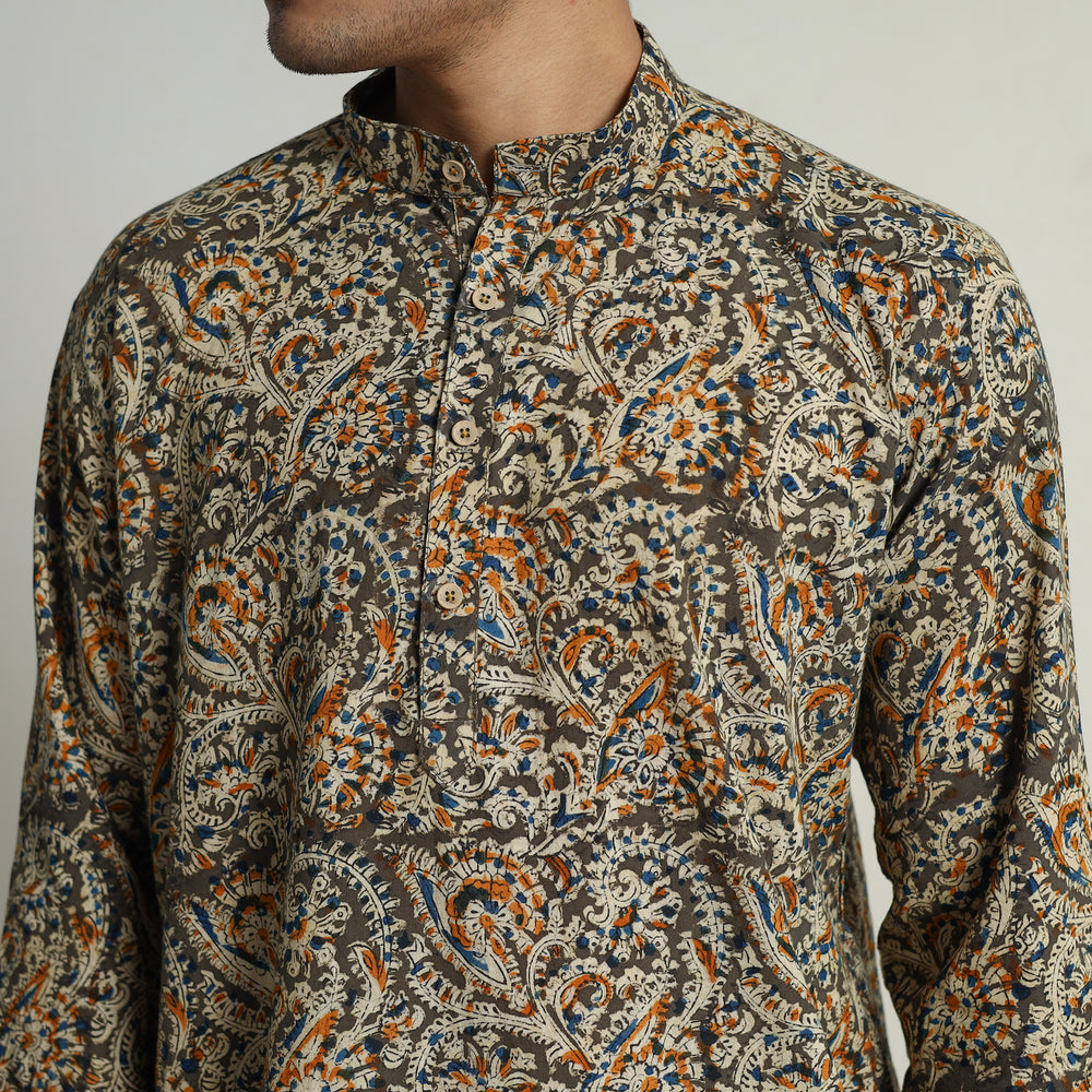 Kalamkari Block Printed Cotton Men Long Kurta 04