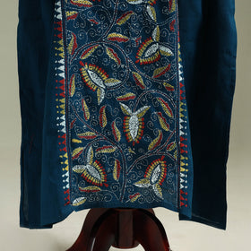 Blue - Bengal Kantha Hand Embroidery Cotton Long Kaftan 64
