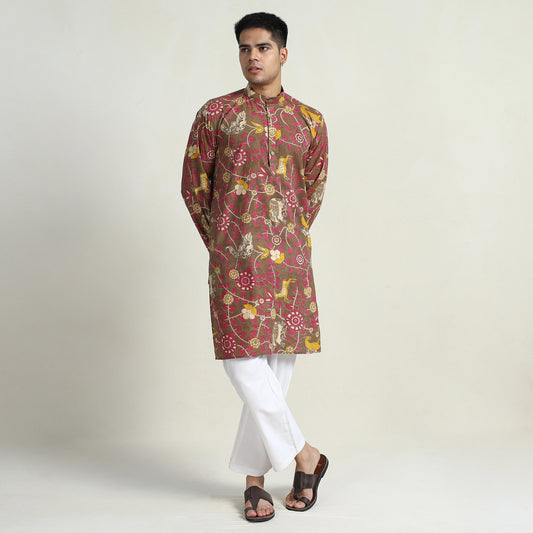 Kalamkari Printed Cotton Men Long Kurta 14