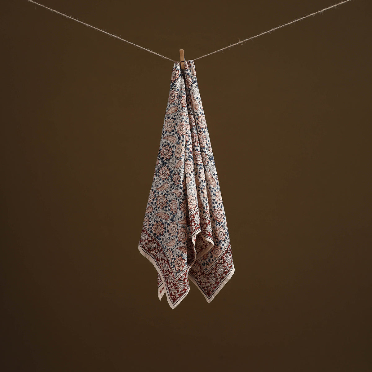 Pedana Hand Block Print Natural Dyed Cotton Kalamkari Scarf 21