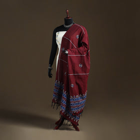Kantha Hand Embroidered Khes Handwoven Cotton Dupatta 01