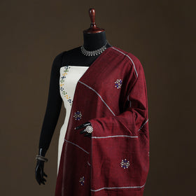 Kantha Hand Embroidered Khes Handwoven Cotton Dupatta 01