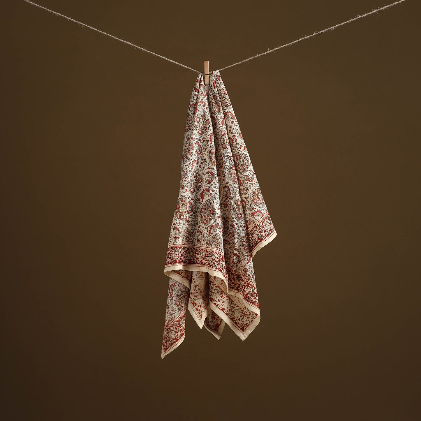 Pedana Hand Block Print Natural Dyed Cotton Kalamkari Scarf 17