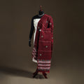 Maroon - Kantha Hand Embroidered Khes Handwoven Cotton Dupatta 03
