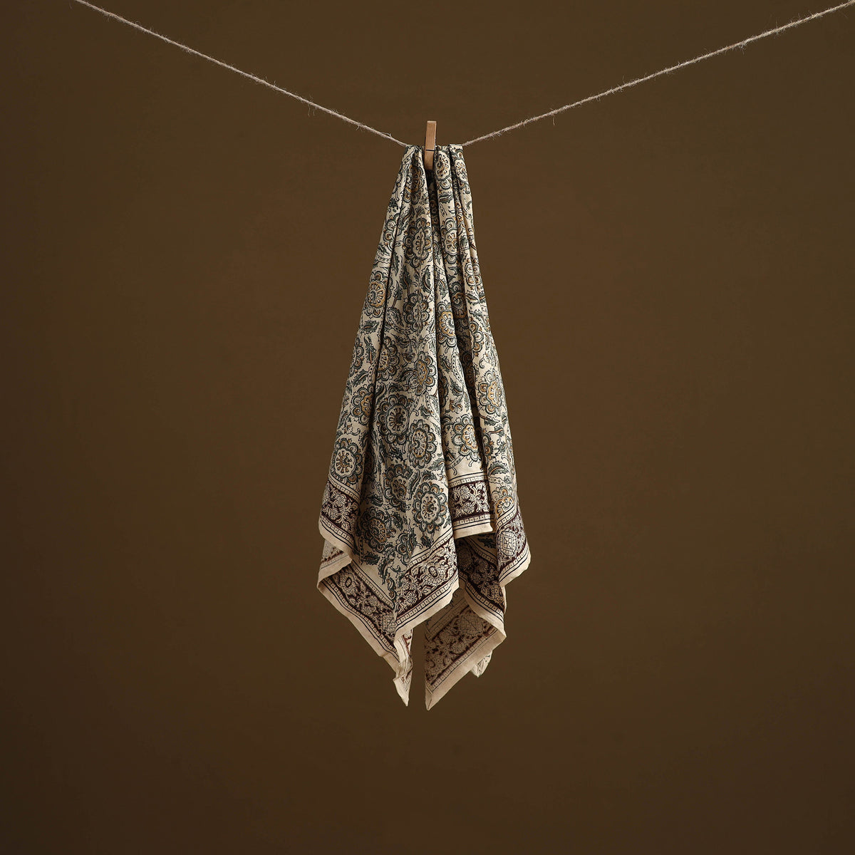 Pedana Hand Block Print Natural Dyed Cotton Kalamkari Scarf 15