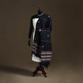 Black - Kantha Hand Embroidered Khes Handwoven Cotton Dupatta 05