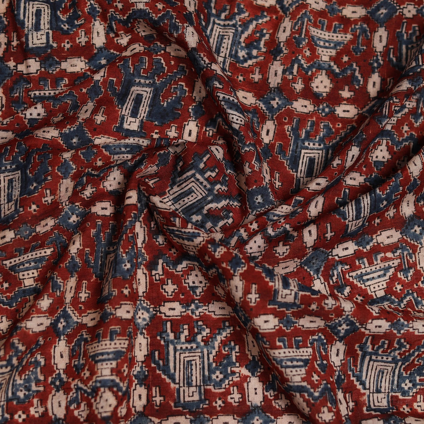 Pedana Hand Block Print Natural Dyed Cotton Kalamkari Scarf 11