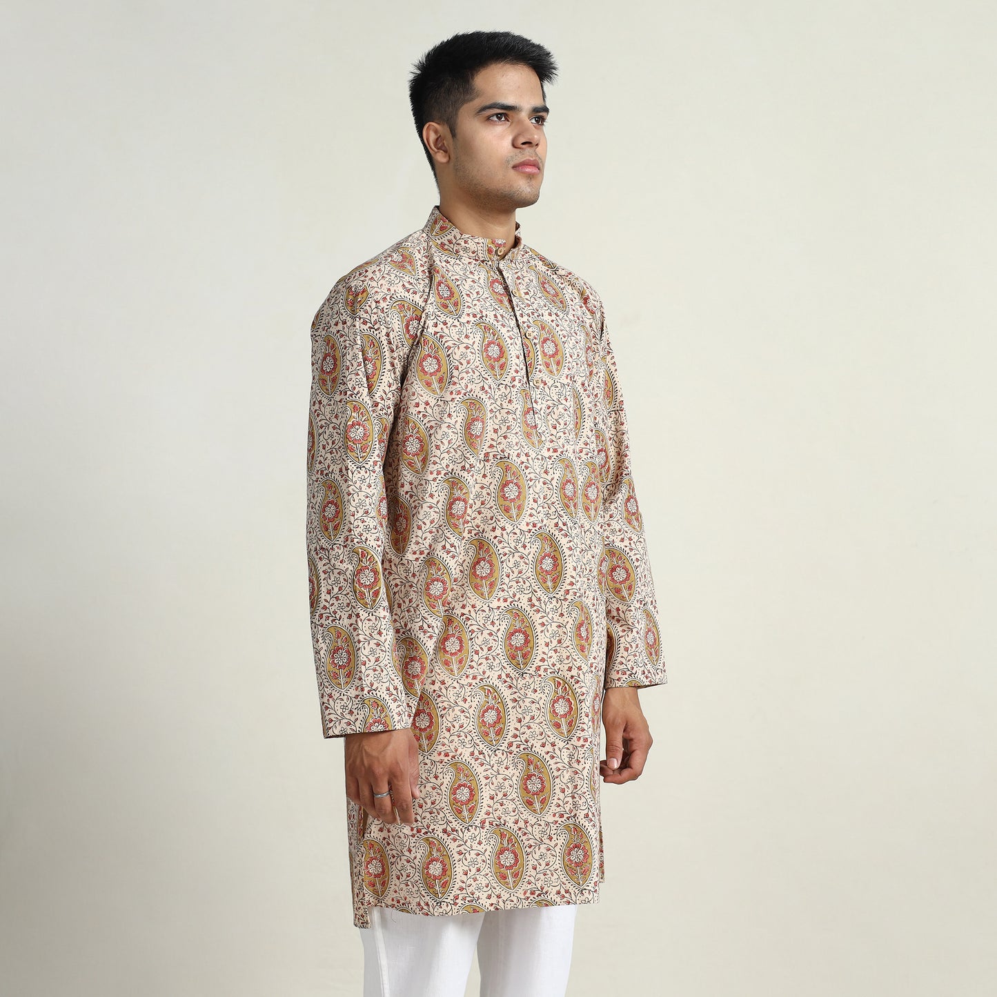 Kalamkari Block Printed Cotton Men Long Kurta 06