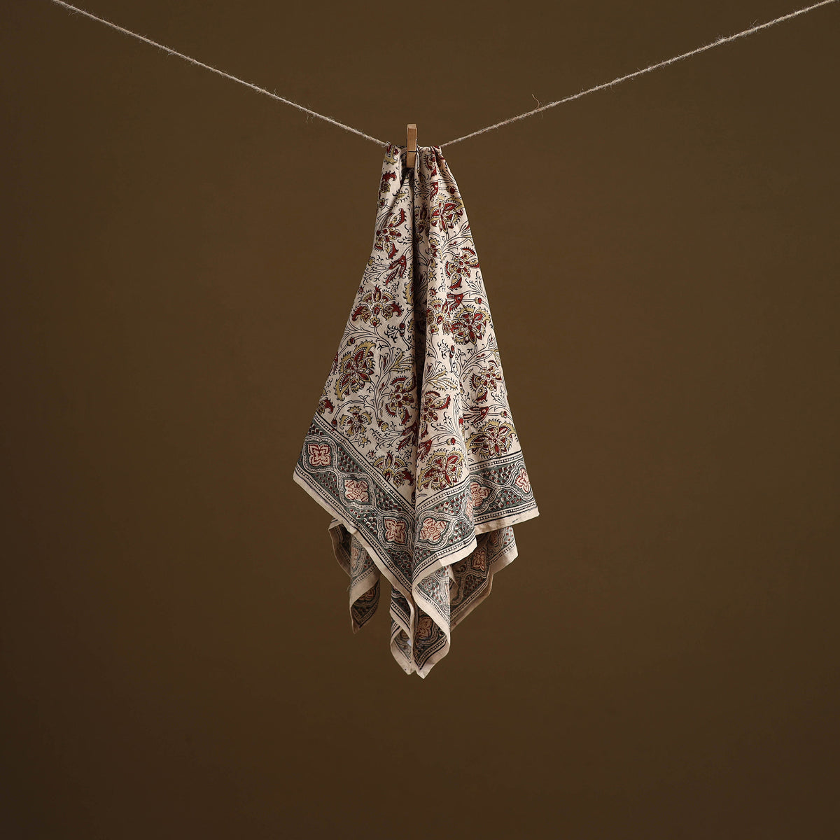 Pedana Hand Block Print Natural Dyed Cotton Kalamkari Scarf 09