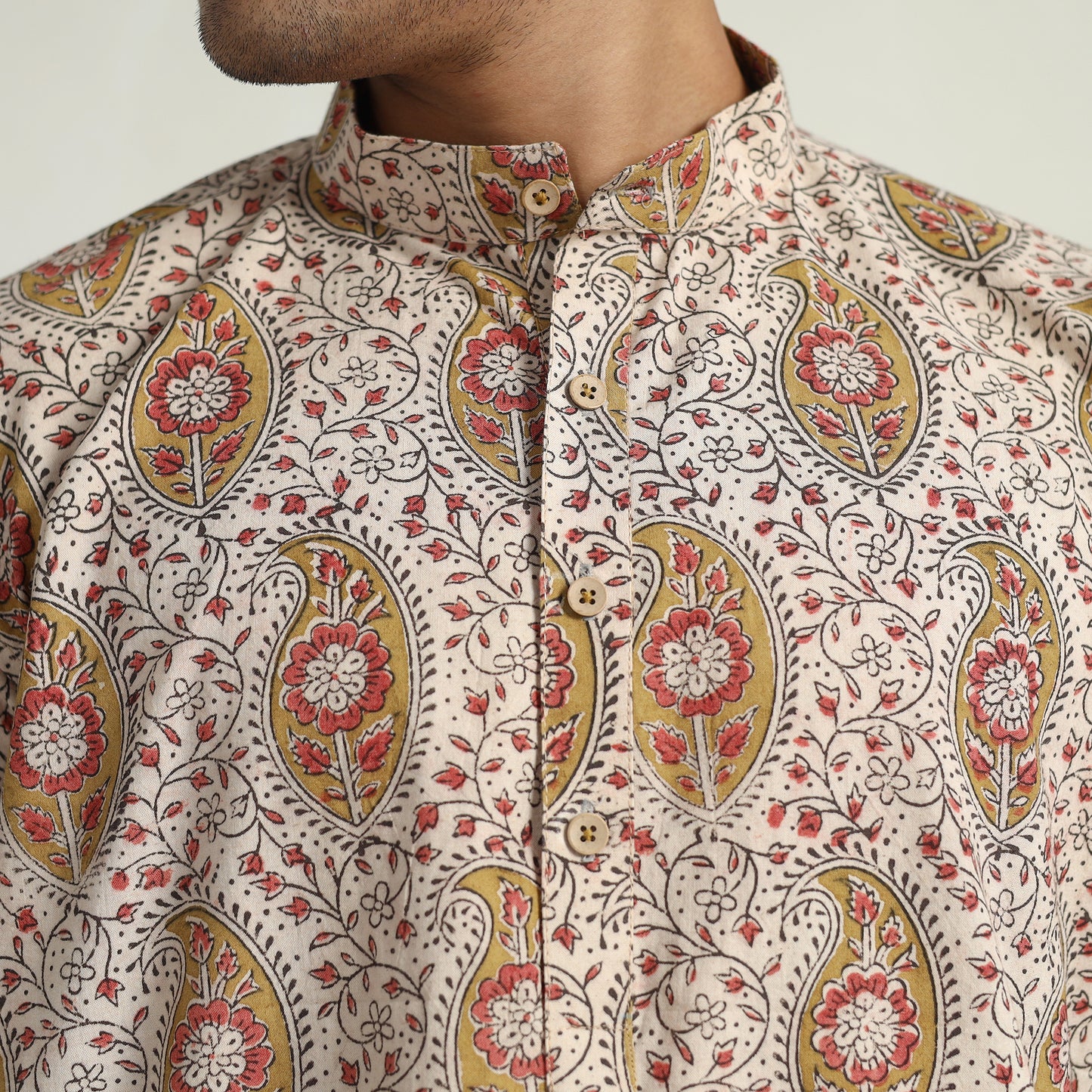 Kalamkari Block Printed Cotton Men Long Kurta 06