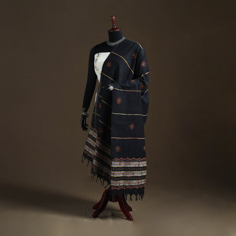Kantha Hand Embroidered Khes Handwoven Cotton Dupatta 08