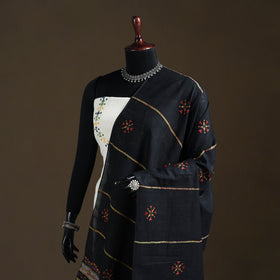 Kantha Hand Embroidered Khes Handwoven Cotton Dupatta 08