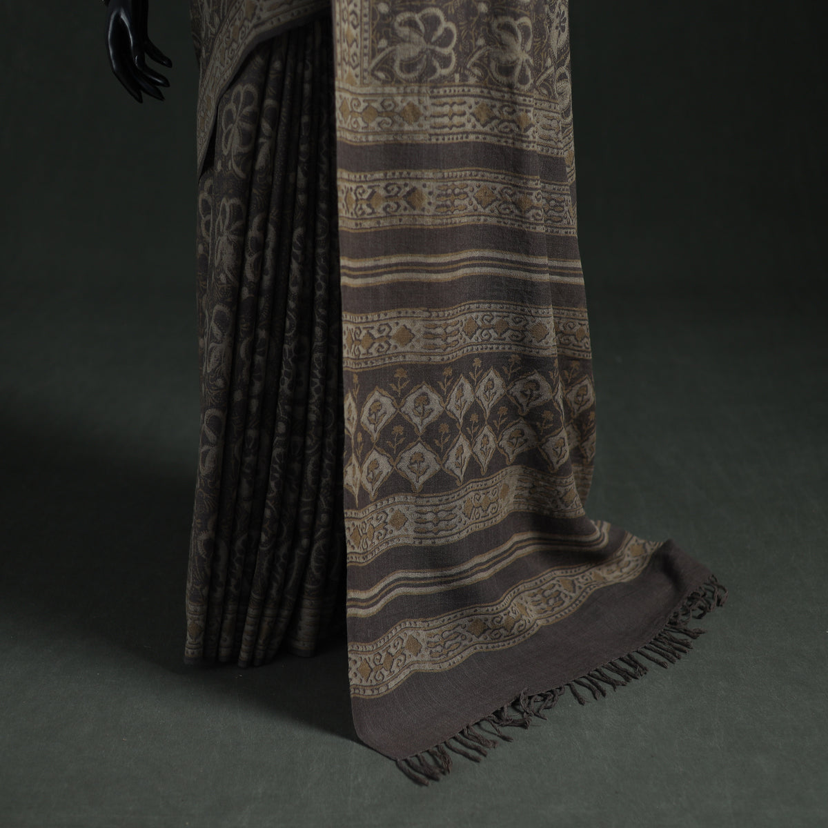 Pure Merino Wool Hand Block Akola Prints Saree 14