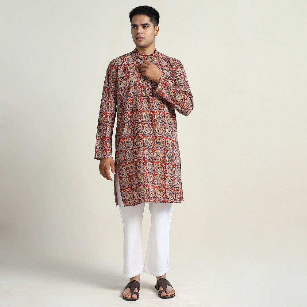 Kalamkari Block Printed Cotton Men Long Kurta 05