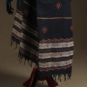 Kantha Hand Embroidered Khes Handwoven Cotton Dupatta 08